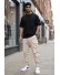 Pantaloni de trening cargo, bej, conici y223