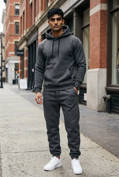 Trening barbati slim fit Pantaloni + Hanorac, gri, 13520