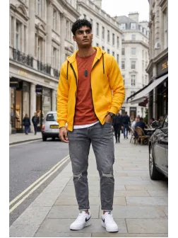 Hanorac barbati slim fit, galben 13526