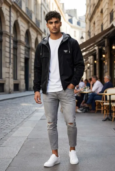 Geaca barbati neagra, slim fit 13528
