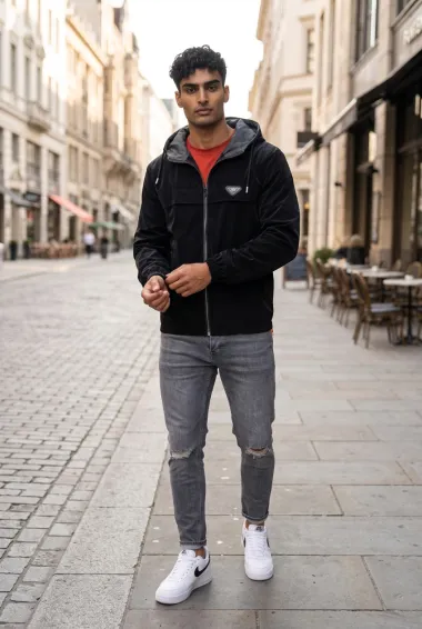 Geaca barbati neagra, slim fit 13528