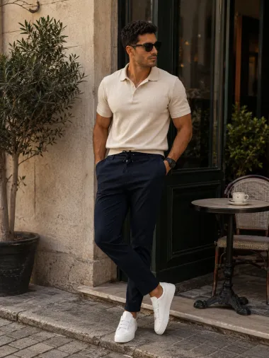 Pantaloni barbati casual, bleumarin, PREMIUM, 13500