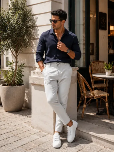 Pantaloni barbati casual, gri, PREMIUM, 13500