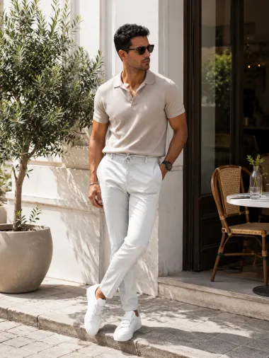 Pantaloni barbati casual, gri, PREMIUM, 13500