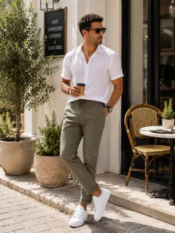 Pantaloni barbati casual, kaki, PREMIUM, 13500
