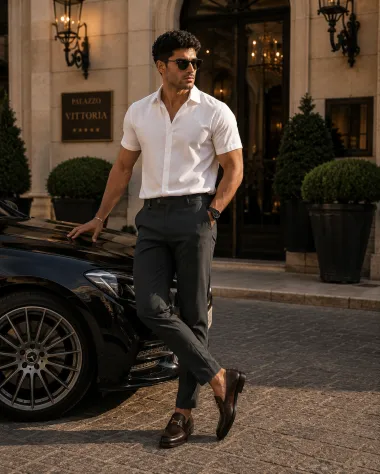 Pantaloni barbati casual, negri, PREMIUM, 13501