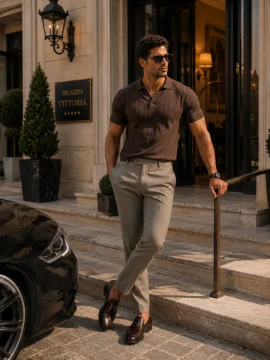 Pantaloni barbati casual, gri , PREMIUM, 13502