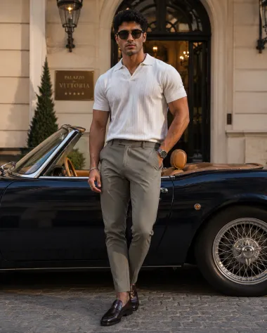 Pantaloni barbati casual, gri, PREMIUM, 13504