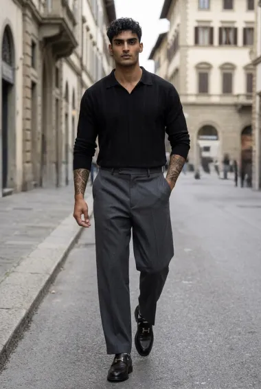 Bluza barbati neagra, slim fit 13505 D2-5.3