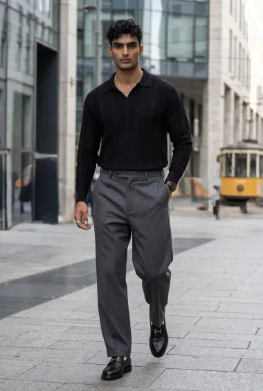 Bluza barbati neagra, slim fit 13505 D2-5.3