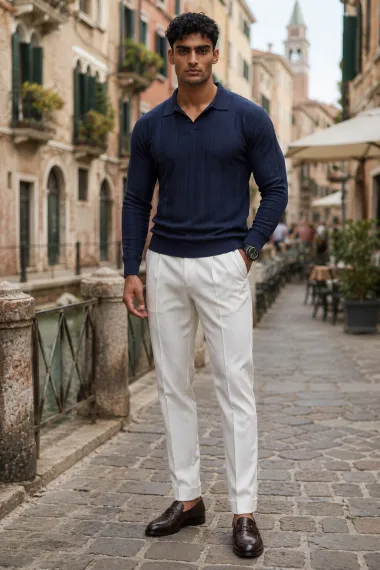 Bluza barbati bleumarin, slim fit 13509