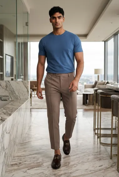Pantaloni barbati casual, bej, PREMIUM, 13510