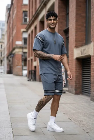 Compleu de vara, gri, triocu + pantaloni 2502 125-3