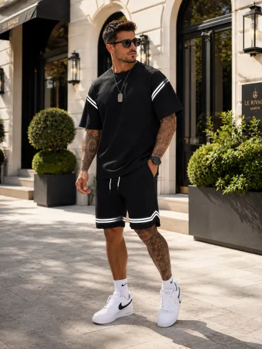 Compleu de vara, negru, triocu + pantaloni 2502 49-3