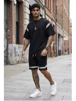 Compleu de vara, negru, triocu + pantaloni 2502 49-3