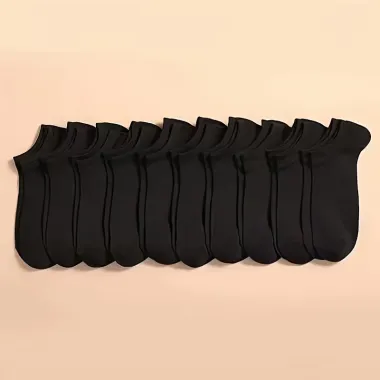 Set 10 sosete negre scurte bumbac