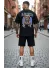 Trening barbati slim fit negru Pantaloni + tricou S106