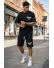 Trening barbati slim fit negru Pantaloni + tricou S107