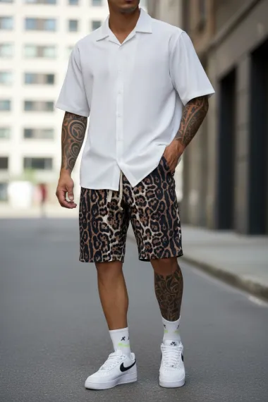SEt 2 x Pantaloni de trening scurti cu imprimeu S112