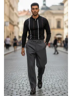 Bluza barbati neagra slim fit S113 D2-1.3