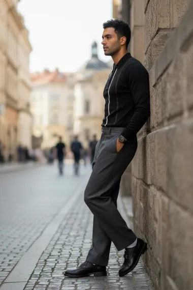 Bluza barbati neagra slim fit S113 D2-1.3