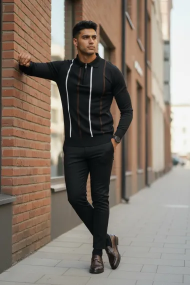 Bluza barbati neagra slim fit S113 D2-1.3