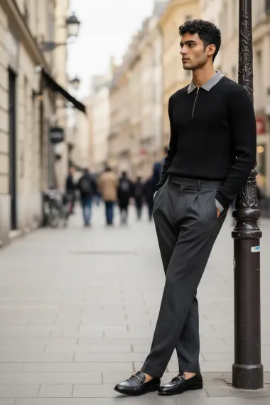Bluza barbati neagra slim fit S114 D2-4.2