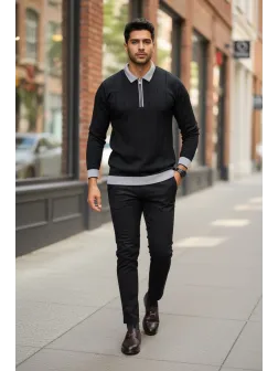 Bluza barbati neagra slim fit S114 D2-4.2