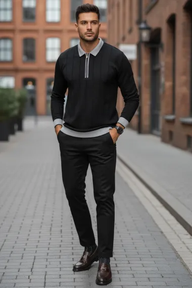 Bluza barbati neagra slim fit S114 D2-4.2