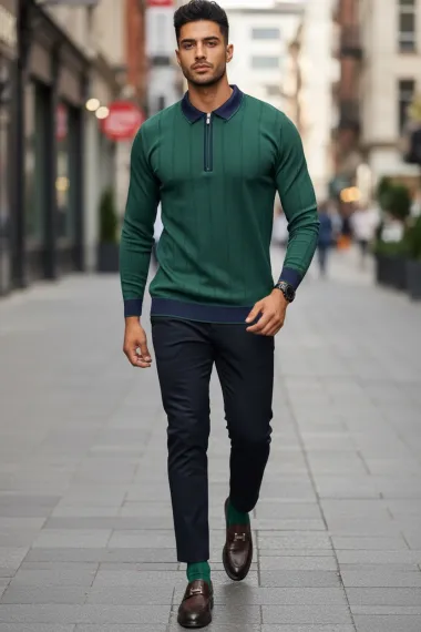 Bluza barbati verde slim fit S115