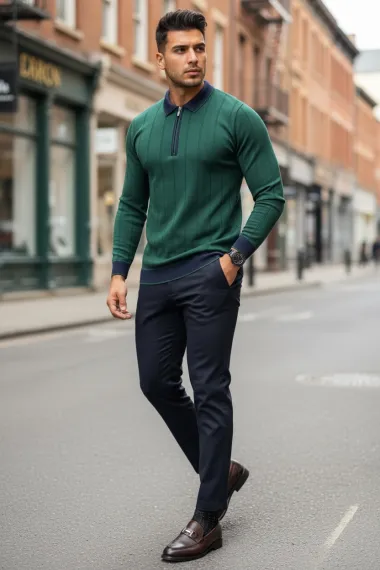 Bluza barbati verde slim fit S115