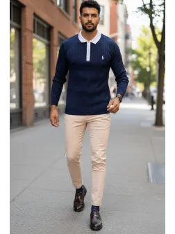 Bluza barbati bleumarin slim fit S116 D2-5.3