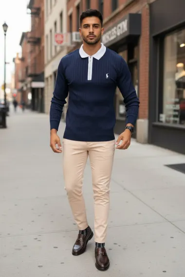 Bluza barbati bleumarin slim fit S116 D2-5.3
