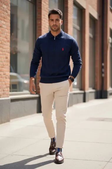 Bluza barbati bleumarin slim fit S117 D4-4.4