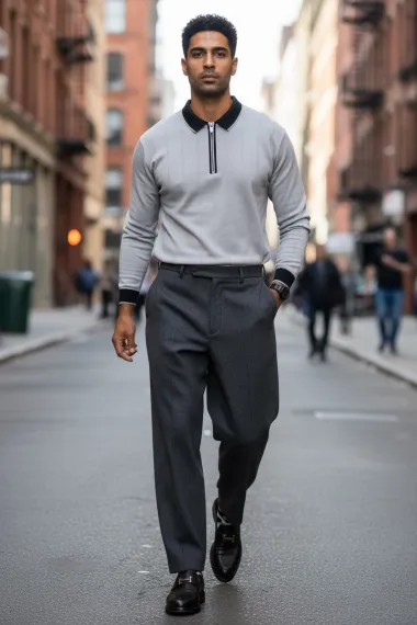 Bluza barbati gri slim fit S118 D2-1.3