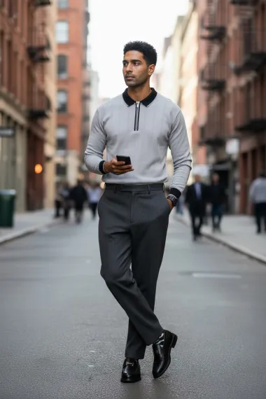 Bluza barbati gri slim fit S118 D2-1.3