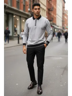 Bluza barbati gri slim fit S118 D2-1.3