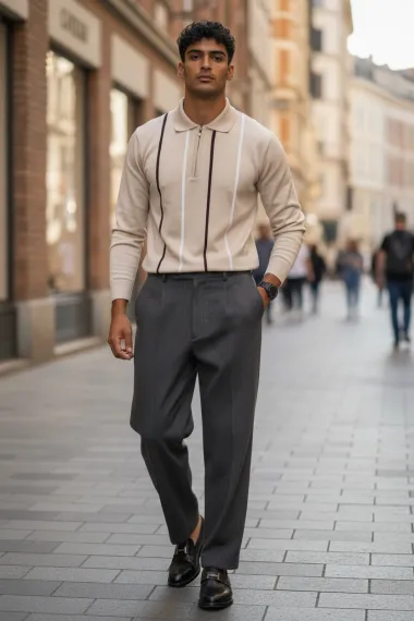 Bluza barbati bej slim fit S119 D2-4.1