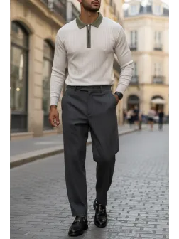 Bluza barbati bej slim fit S120 D2-2.1