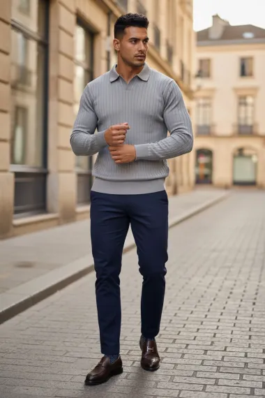 Bluza barbati gri slim fit S121 D3-4.3