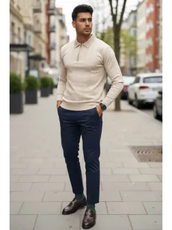 Bluza barbati bej slim fit S1212 D2-2.1