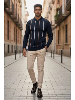 Bluza barbati bleumarin slim fit S126 D2-5.2