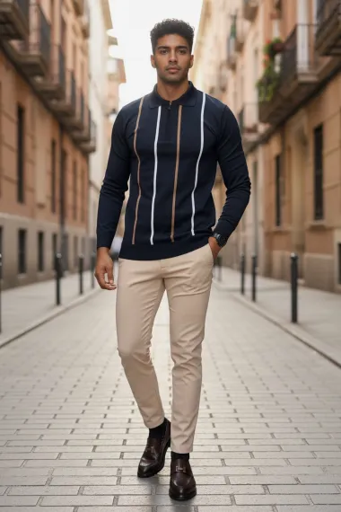 Bluza barbati bleumarin slim fit S126 D2-5.2
