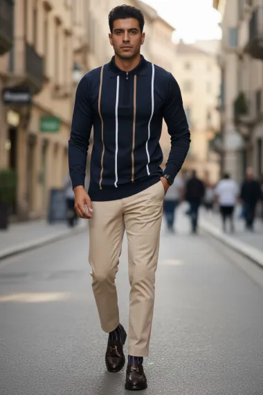 Bluza barbati bleumarin slim fit S126 D2-5.2