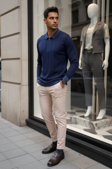 Bluza barbati bleumarin slim fit S127