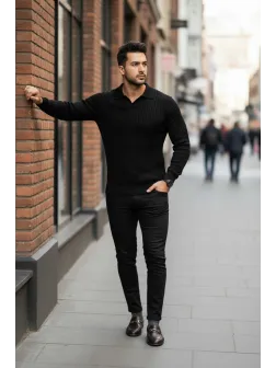 Bluza barbati neagra slim fit S128