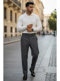 Bluza barbati alba slim fit S130 d2-5.2