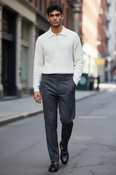 Bluza barbati alba slim fit S130 d2-5.2
