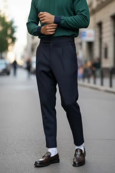Pantaloni barbati eleganti bleumarin S131