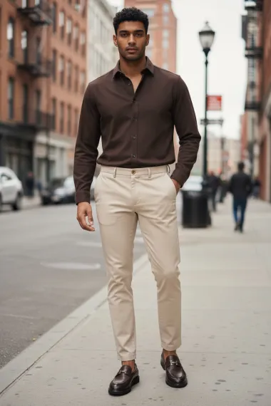 Pantaloni barbati eleganti bej S132